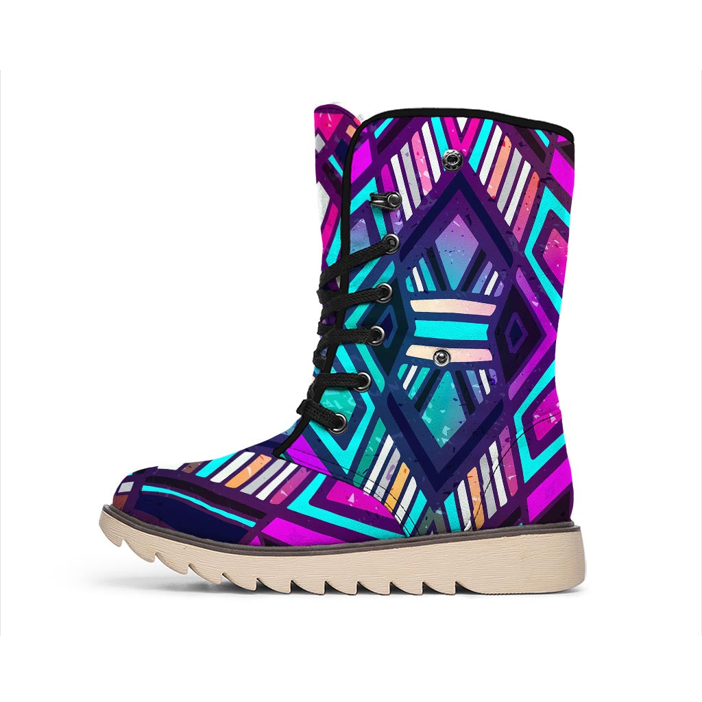 Ethnic Aztec Trippy Print Winter Boots