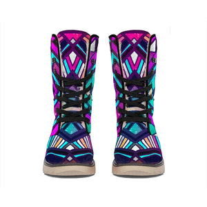 Ethnic Aztec Trippy Print Winter Boots