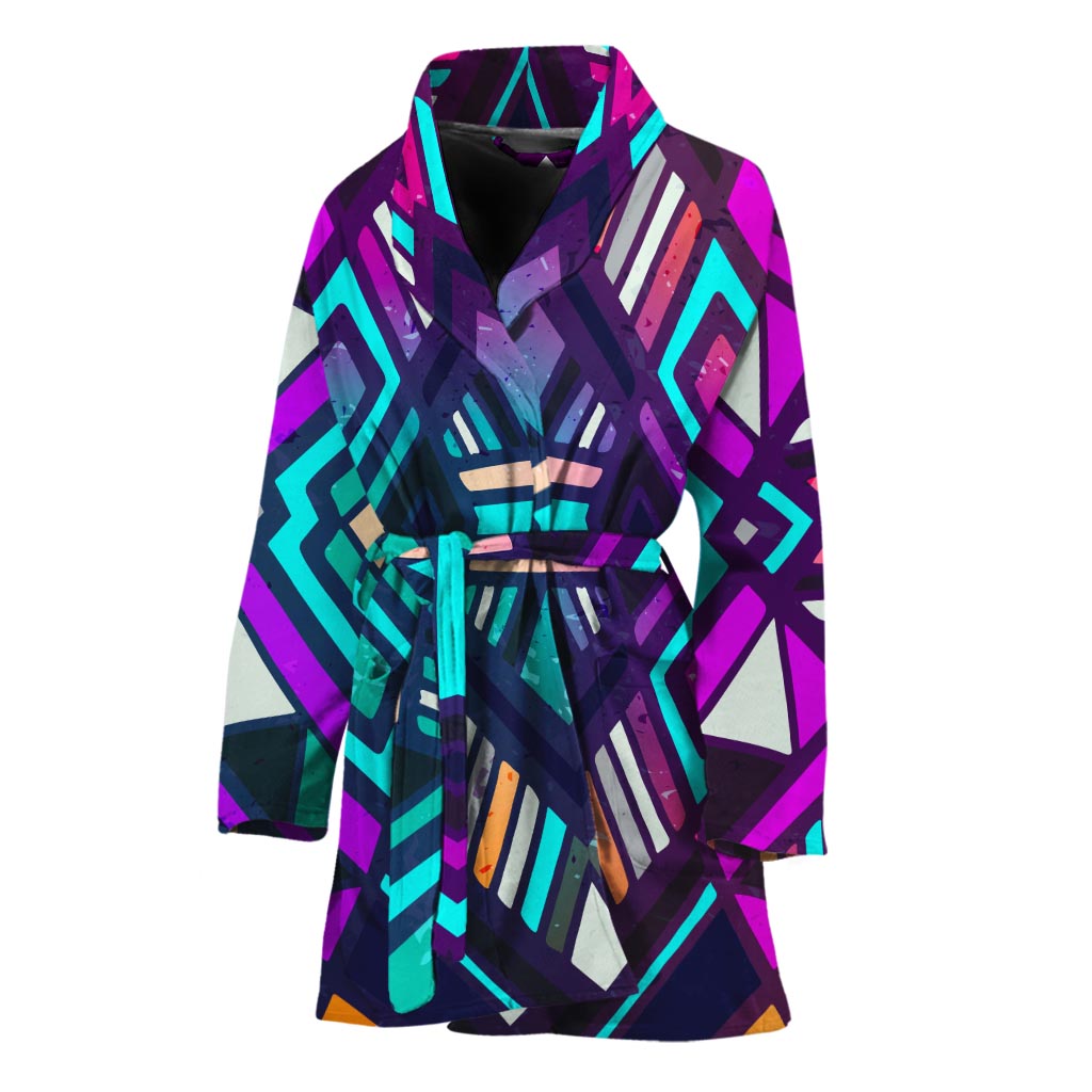 Ethnic Aztec Trippy Print Women's Bathrobe