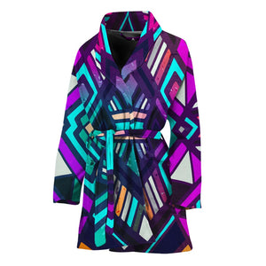 Ethnic Aztec Trippy Print Women's Bathrobe