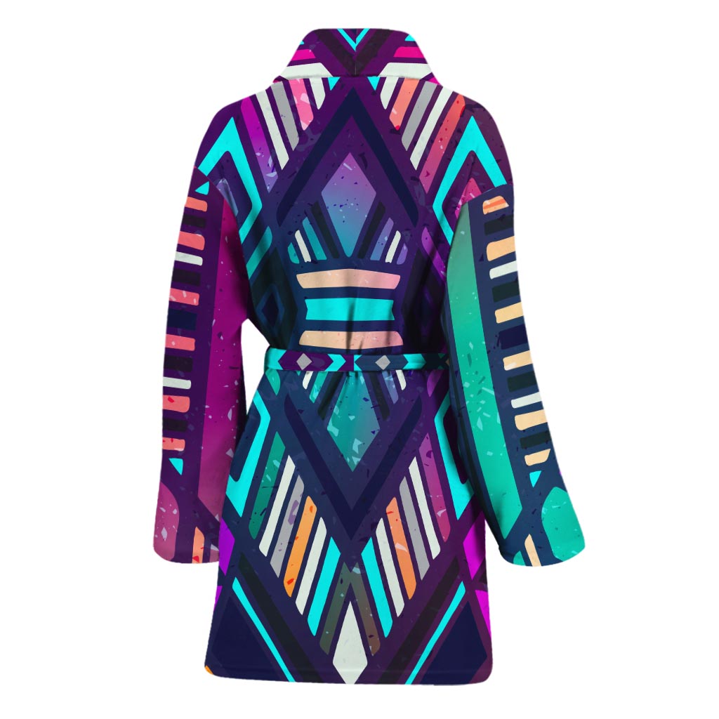 Ethnic Aztec Trippy Print Women's Bathrobe