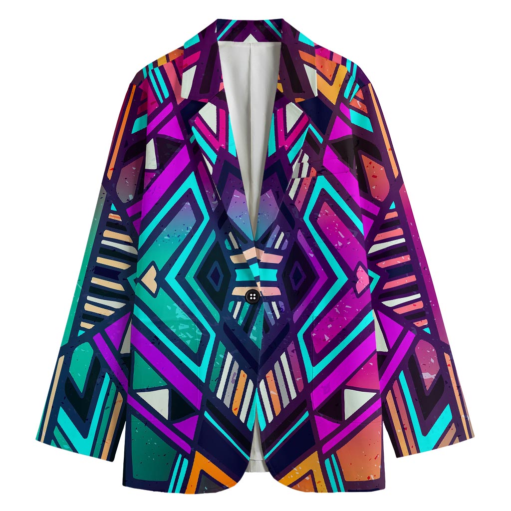 Ethnic Aztec Trippy Print Women's Blazer