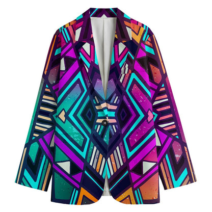 Ethnic Aztec Trippy Print Women's Blazer
