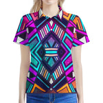 Ethnic Aztec Trippy Print Women's Polo Shirt