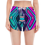 Ethnic Aztec Trippy Print Women's Split Running Shorts