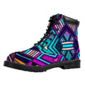 Ethnic Aztec Trippy Print Padded Collar Lace Up Boots