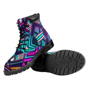 Ethnic Aztec Trippy Print Work Boots