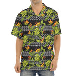 Ethnic Bird Of Paradise Pattern Print Aloha Shirt