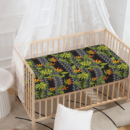 Ethnic Bird Of Paradise Pattern Print Baby Crib Sheet