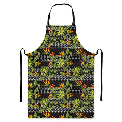 Ethnic Bird Of Paradise Pattern Print Bib Apron With Pocket
