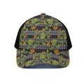 Ethnic Bird Of Paradise Pattern Print Black Mesh Trucker Hat
