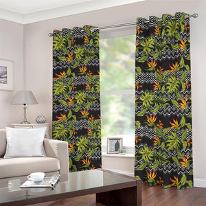 Ethnic Bird Of Paradise Pattern Print Blackout Grommet Curtains