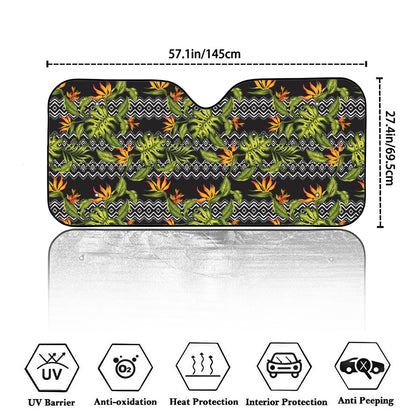 Ethnic Bird Of Paradise Pattern Print Car Windshield Sun Shade