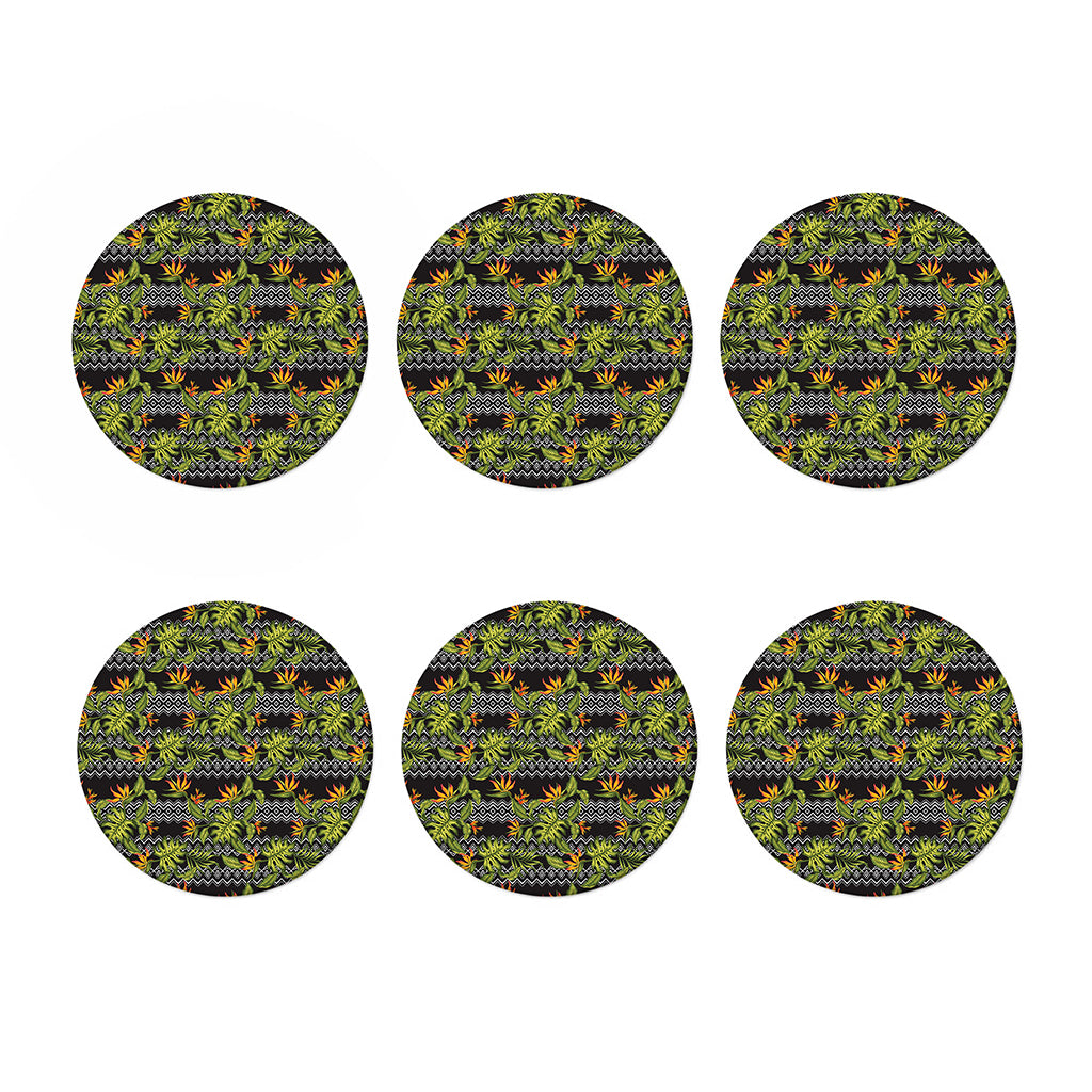 Ethnic Bird Of Paradise Pattern Print Coaster Set