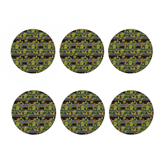 Ethnic Bird Of Paradise Pattern Print Coaster Set