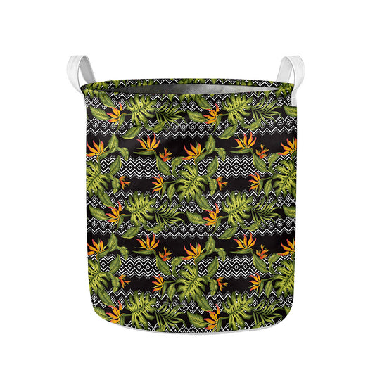 Ethnic Bird Of Paradise Pattern Print Collapsible Laundry Basket