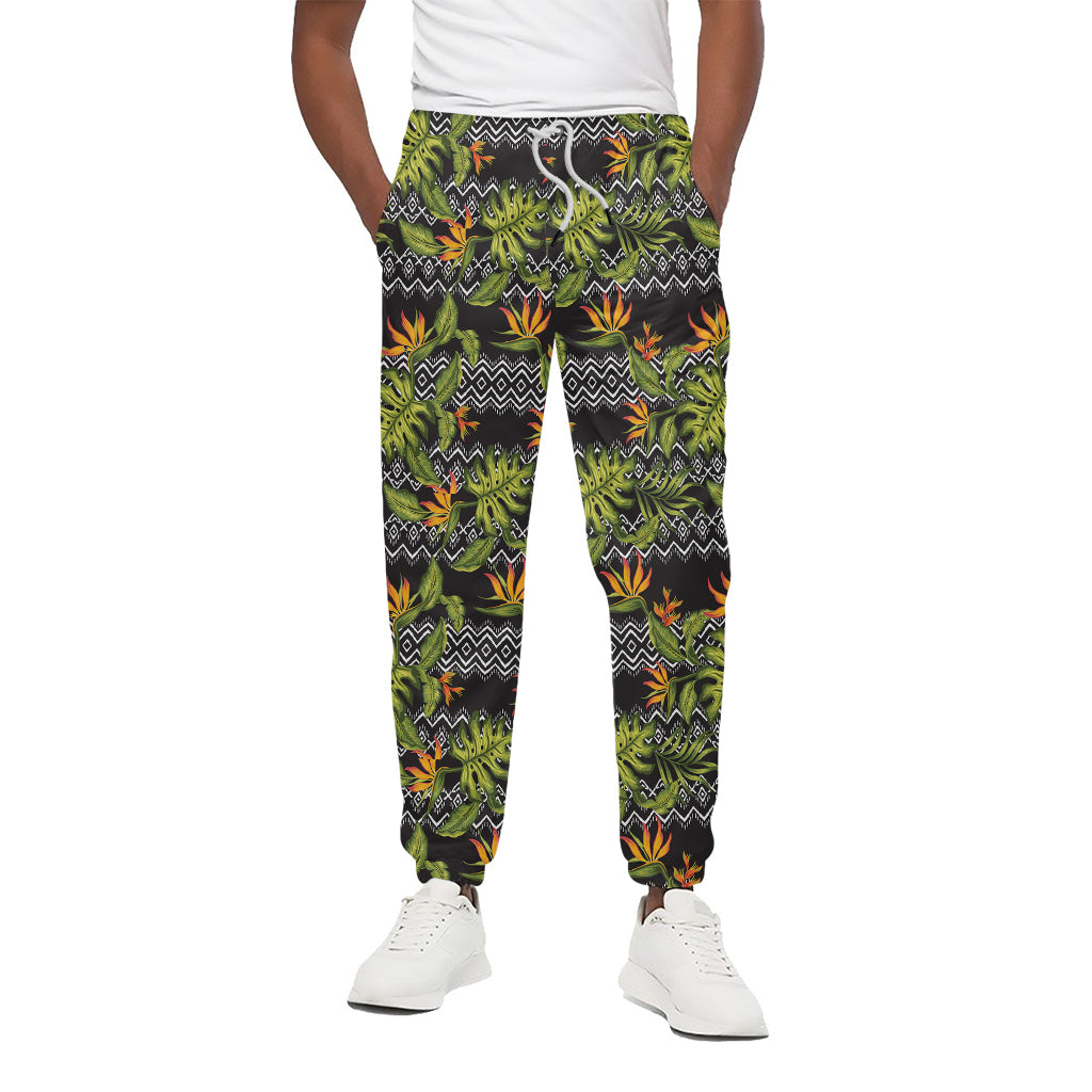 Ethnic Bird Of Paradise Pattern Print Cotton Pants