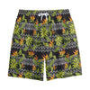 Ethnic Bird Of Paradise Pattern Print Cotton Shorts