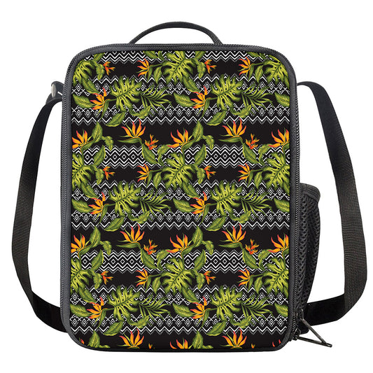 Ethnic Bird Of Paradise Pattern Print Crossbody Lunch Bag
