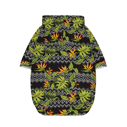 Ethnic Bird Of Paradise Pattern Print Dog Zip Up Hoodie