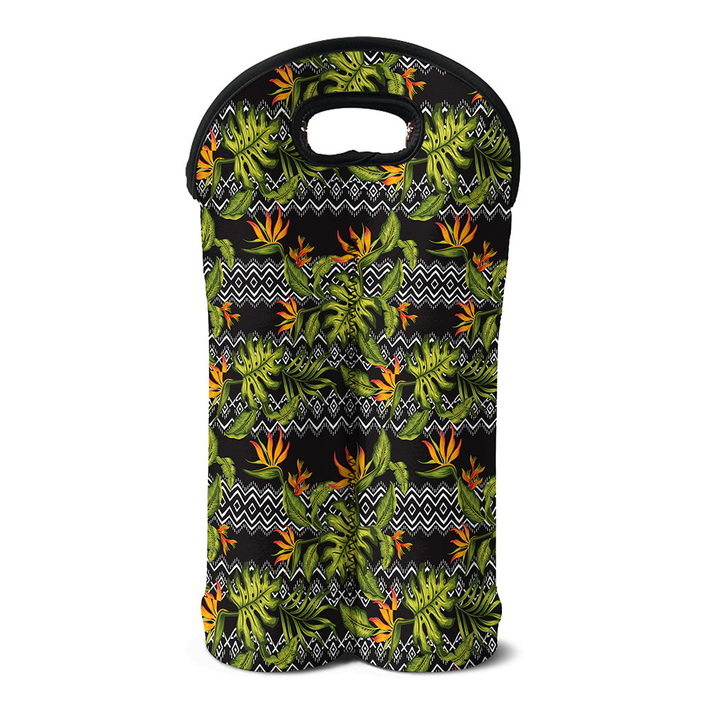 Ethnic Bird Of Paradise Pattern Print Double Neoprene Wine Tote