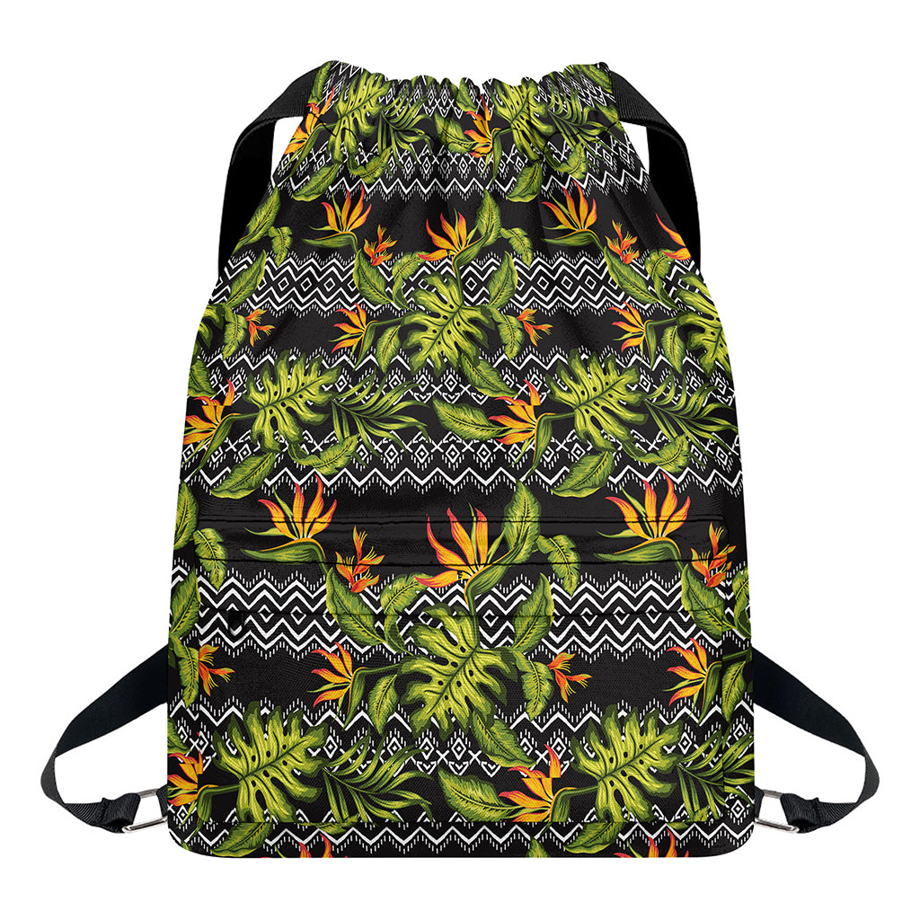 Ethnic Bird Of Paradise Pattern Print Drawstring Backpack
