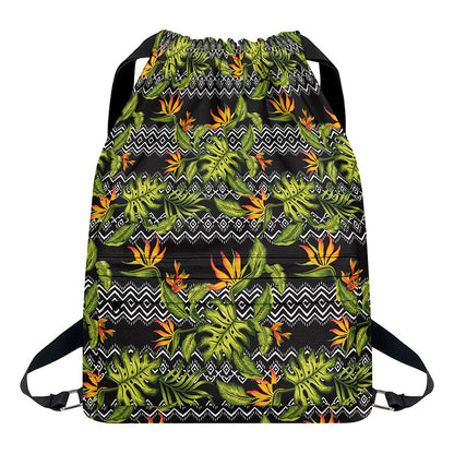 Ethnic Bird Of Paradise Pattern Print Drawstring Backpack