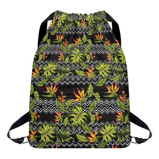 Ethnic Bird Of Paradise Pattern Print Drawstring Backpack