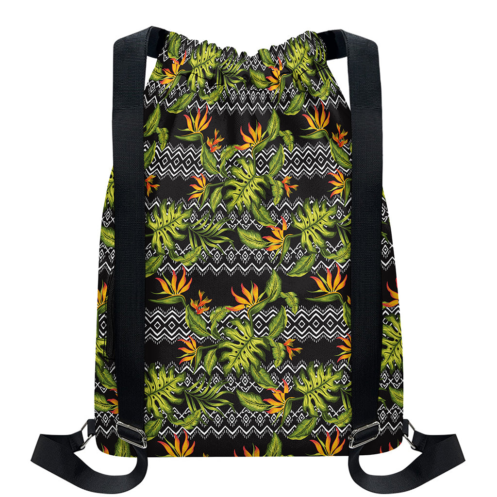 Ethnic Bird Of Paradise Pattern Print Drawstring Backpack
