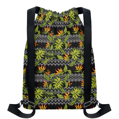 Ethnic Bird Of Paradise Pattern Print Drawstring Backpack