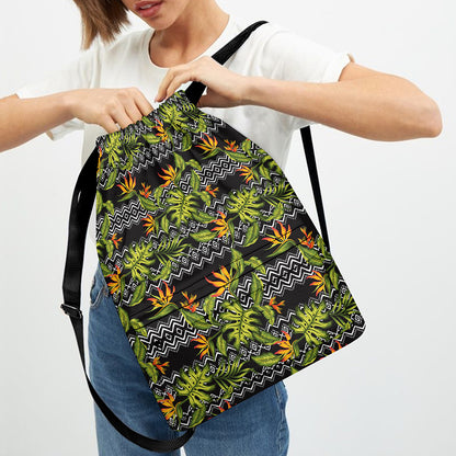 Ethnic Bird Of Paradise Pattern Print Drawstring Backpack