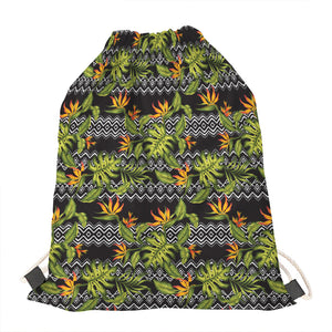 Ethnic Bird Of Paradise Pattern Print Drawstring Bag