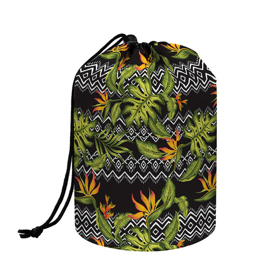Ethnic Bird Of Paradise Pattern Print Drawstring Makeup Bag