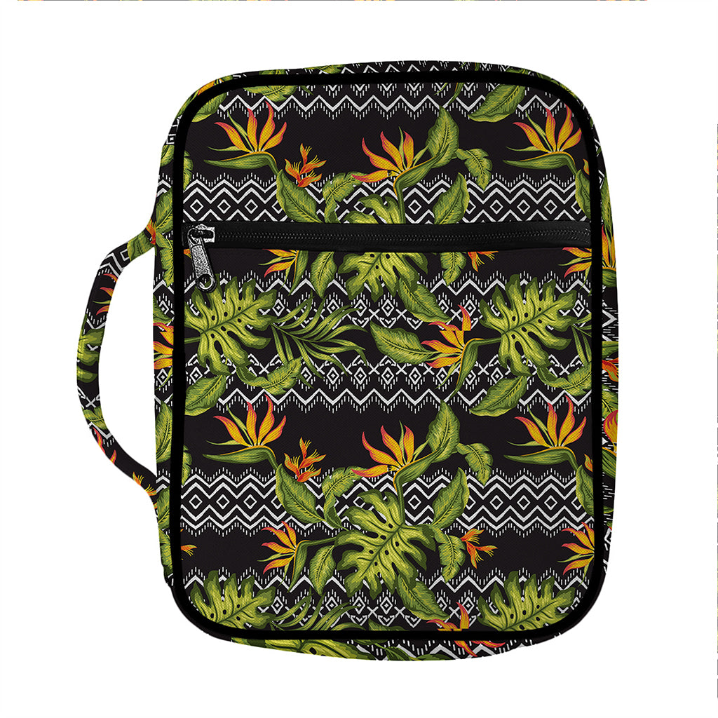 Ethnic Bird Of Paradise Pattern Print Front Pocket Bible Bag