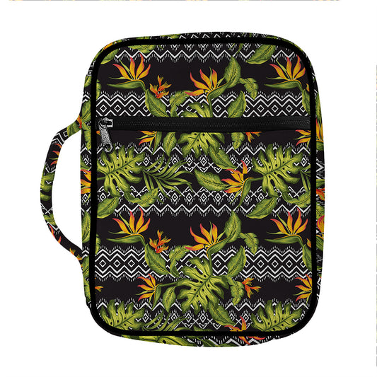 Ethnic Bird Of Paradise Pattern Print Front Pocket Bible Bag