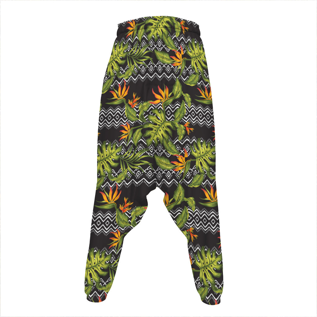 Ethnic Bird Of Paradise Pattern Print Hammer Pants