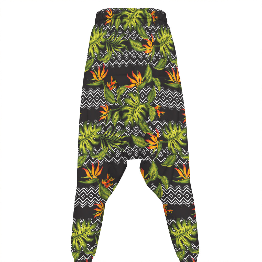 Ethnic Bird Of Paradise Pattern Print Hammer Pants