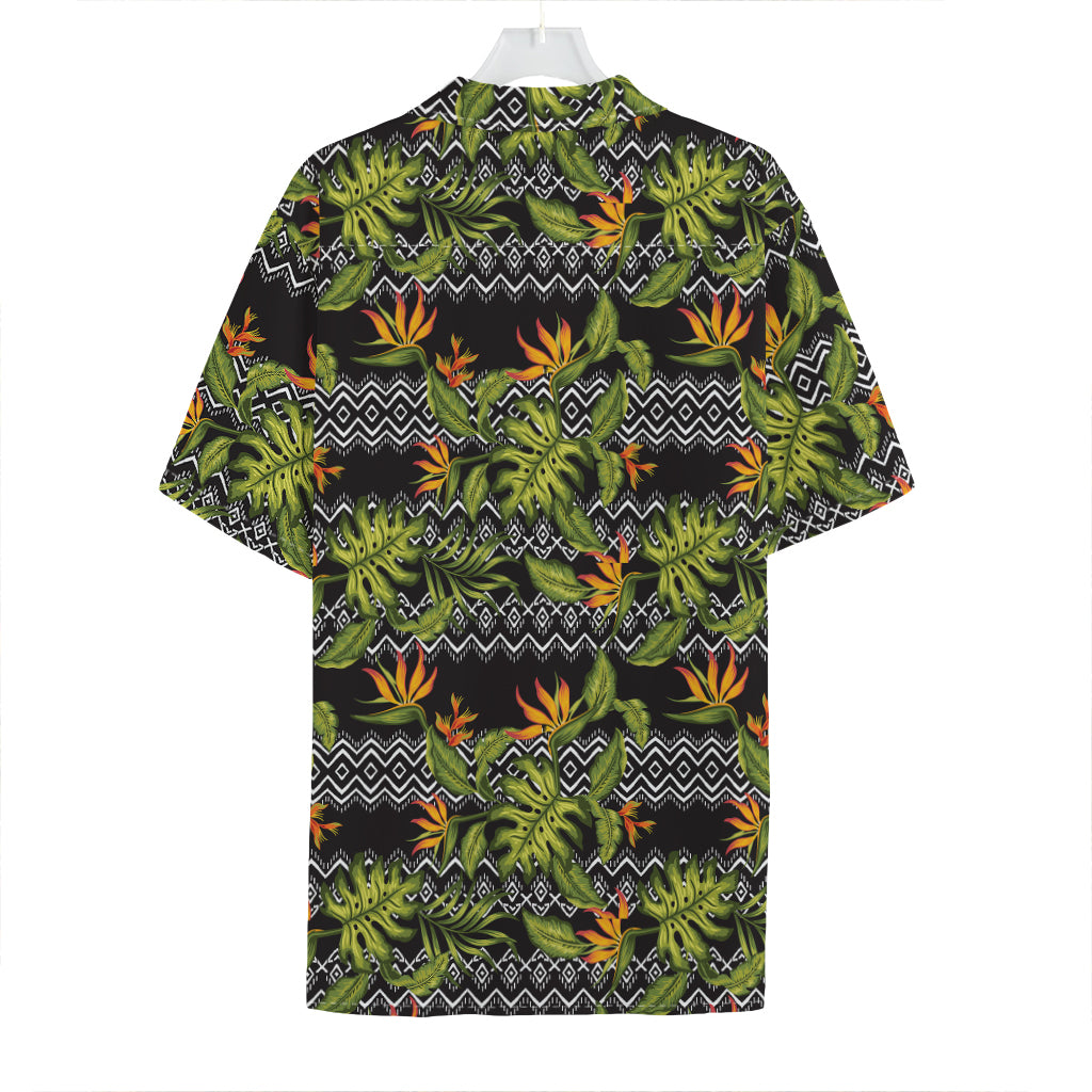 Ethnic Bird Of Paradise Pattern Print Hawaiian Shirt