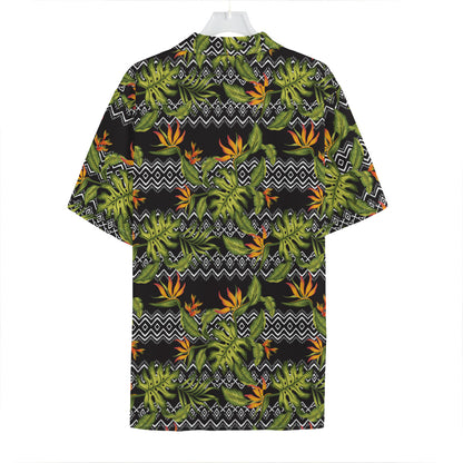 Ethnic Bird Of Paradise Pattern Print Hawaiian Shirt