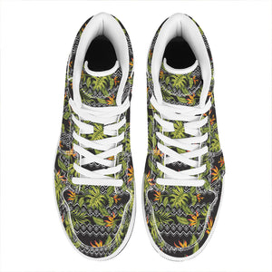 Ethnic Bird Of Paradise Pattern Print High Top Leather Sneakers