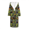 Ethnic Bird Of Paradise Pattern Print Hooded Bathrobe