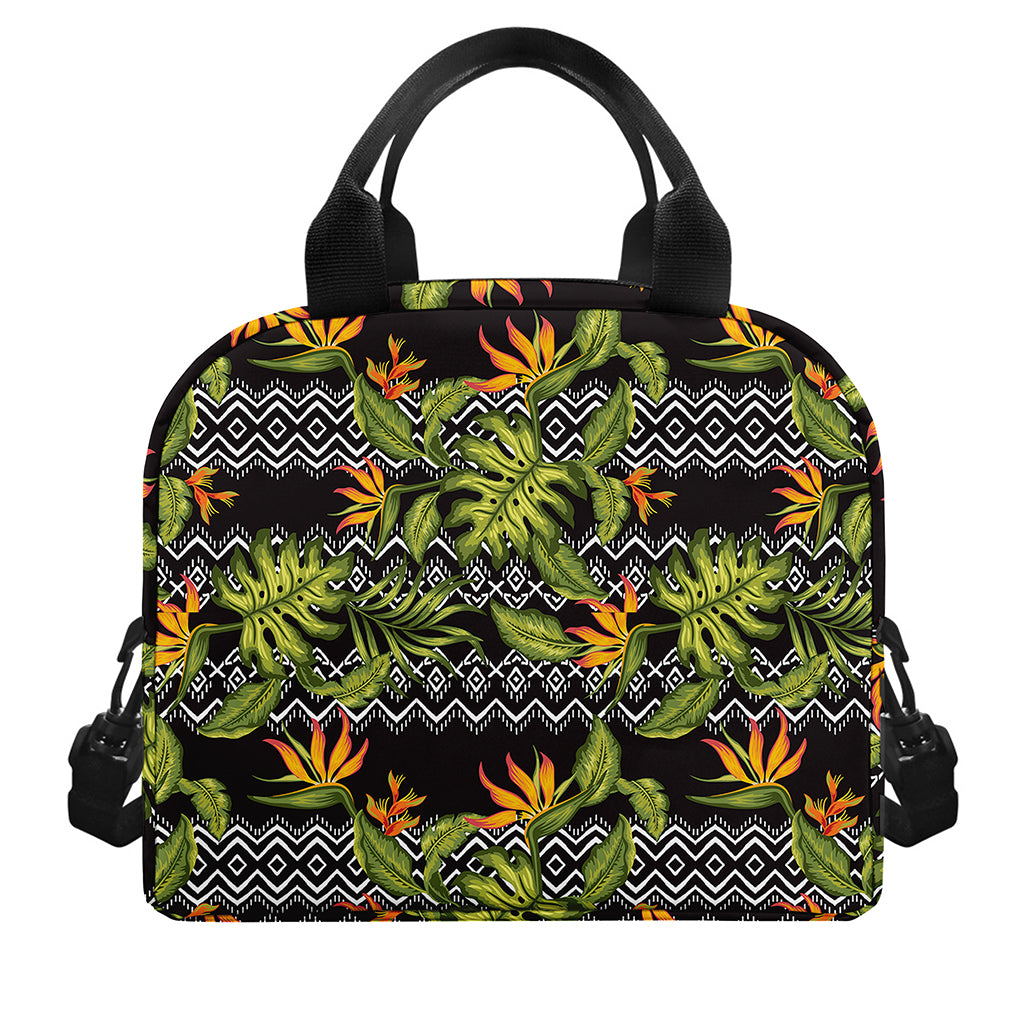 Ethnic Bird Of Paradise Pattern Print Insulated Lunch Bag