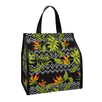 Ethnic Bird Of Paradise Pattern Print Insulated Lunch Tote
