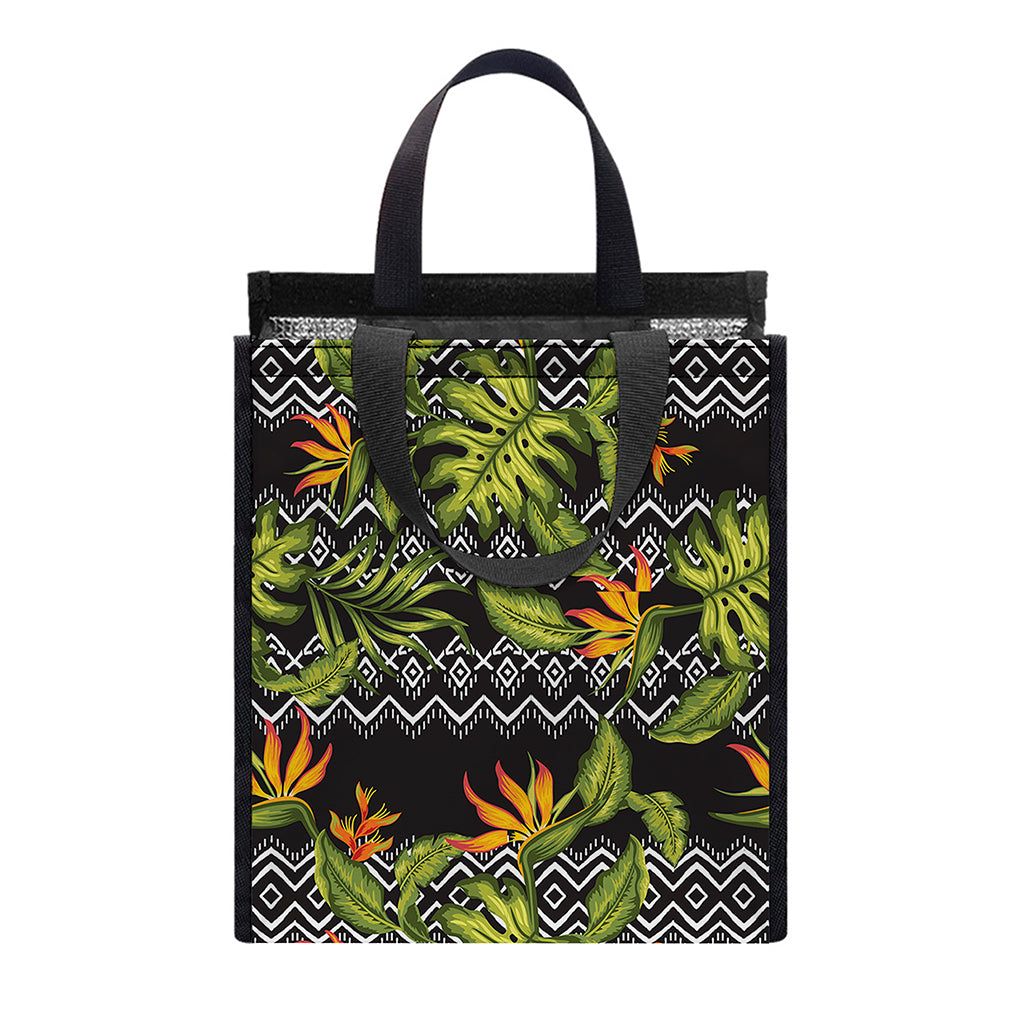 Ethnic Bird Of Paradise Pattern Print Insulated Lunch Tote
