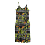 Ethnic Bird Of Paradise Pattern Print Jersey Midi Cami Dress