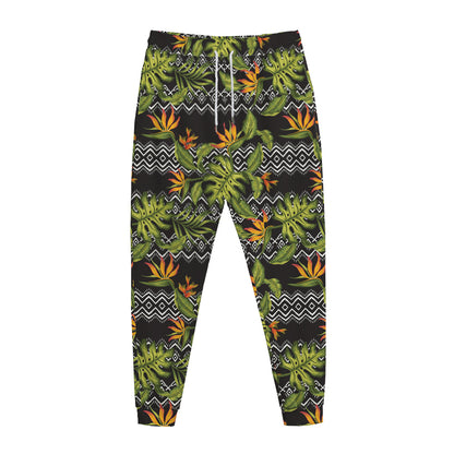 Ethnic Bird Of Paradise Pattern Print Jogger Pants