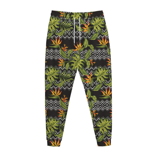 Ethnic Bird Of Paradise Pattern Print Jogger Pants