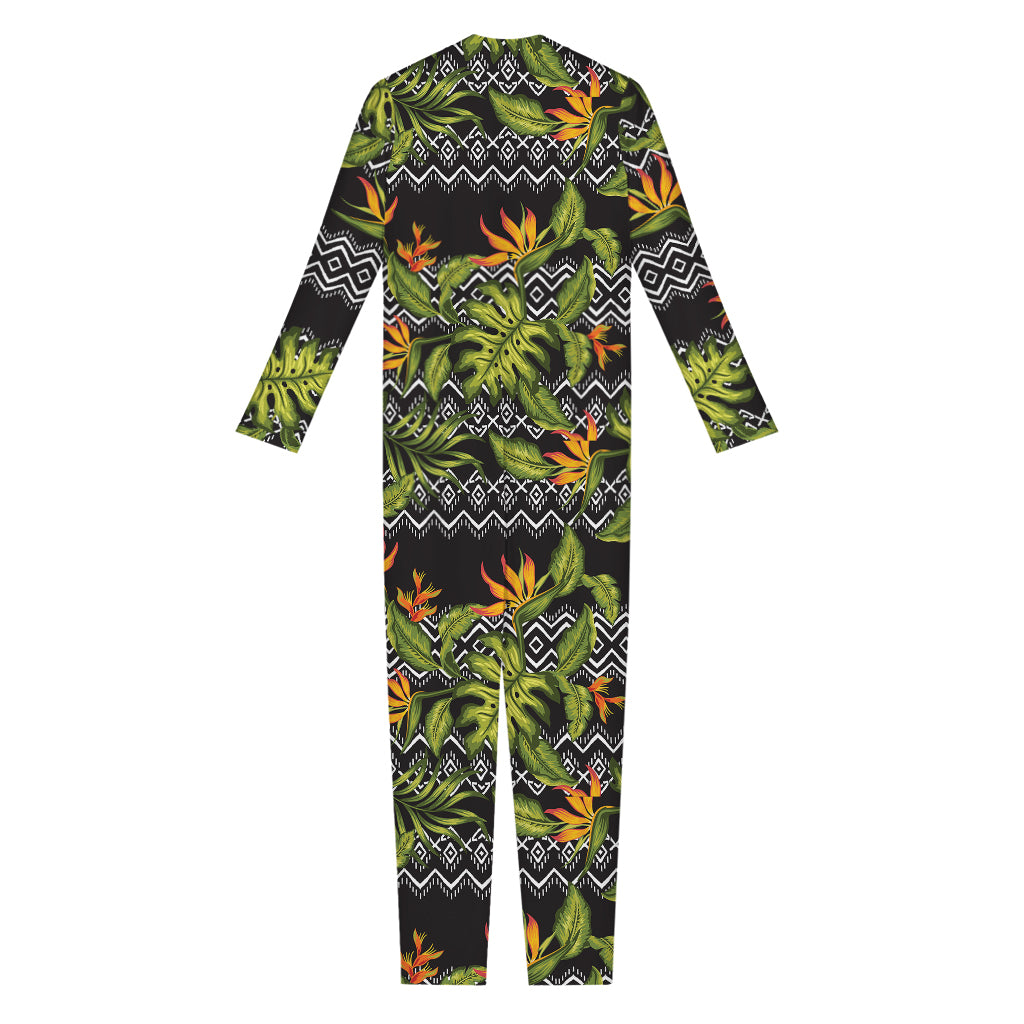 Ethnic Bird Of Paradise Pattern Print Jumpsuit