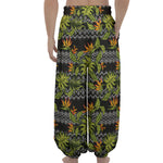 Ethnic Bird Of Paradise Pattern Print Lantern Pants