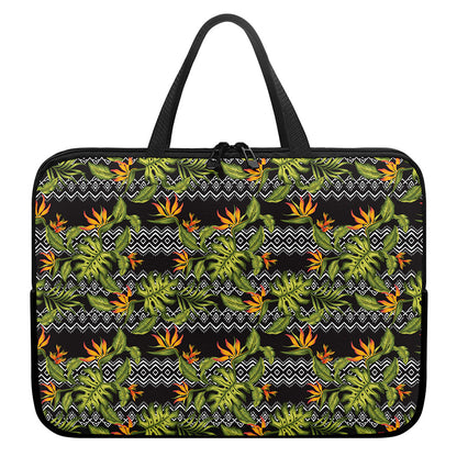 Ethnic Bird Of Paradise Pattern Print Laptop Sleeve With Handle